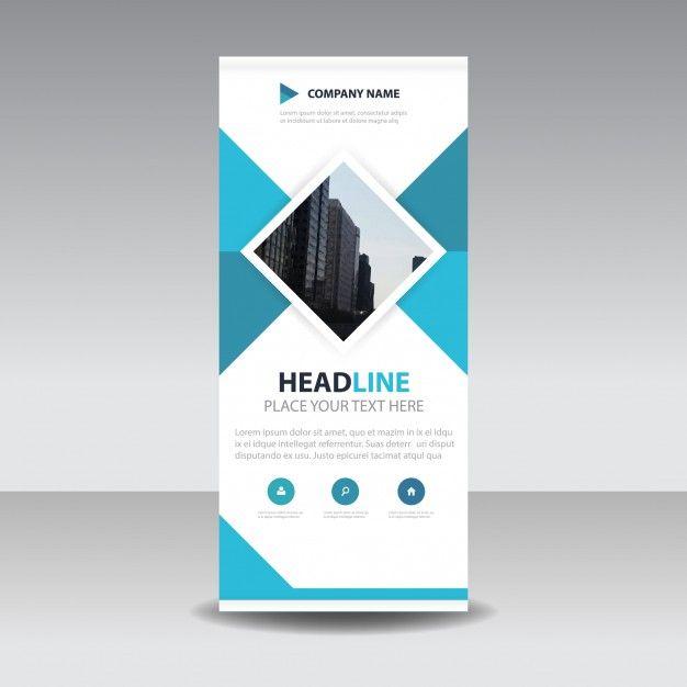 Blue Square Company Logo - Blue square creative roll up banner template Vector | Free Download
