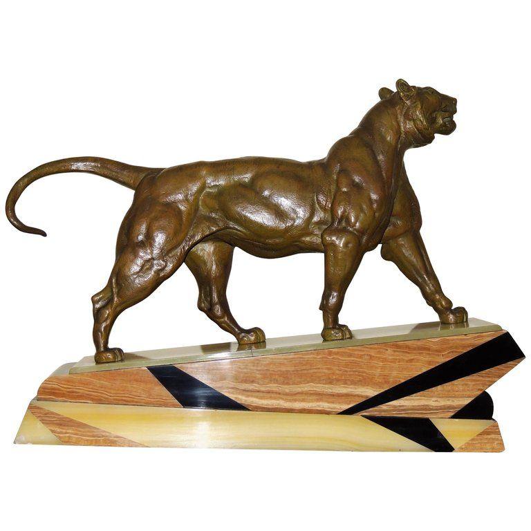 Art Deco Lion Logo - Bronze Art Deco Lion Sculpture