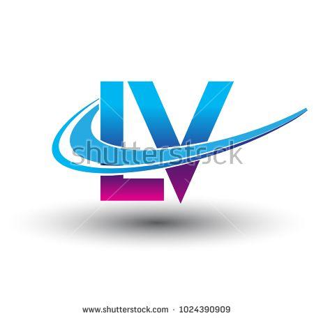 LV Company Logo - initial letter LV logotype company name colored blue and magenta