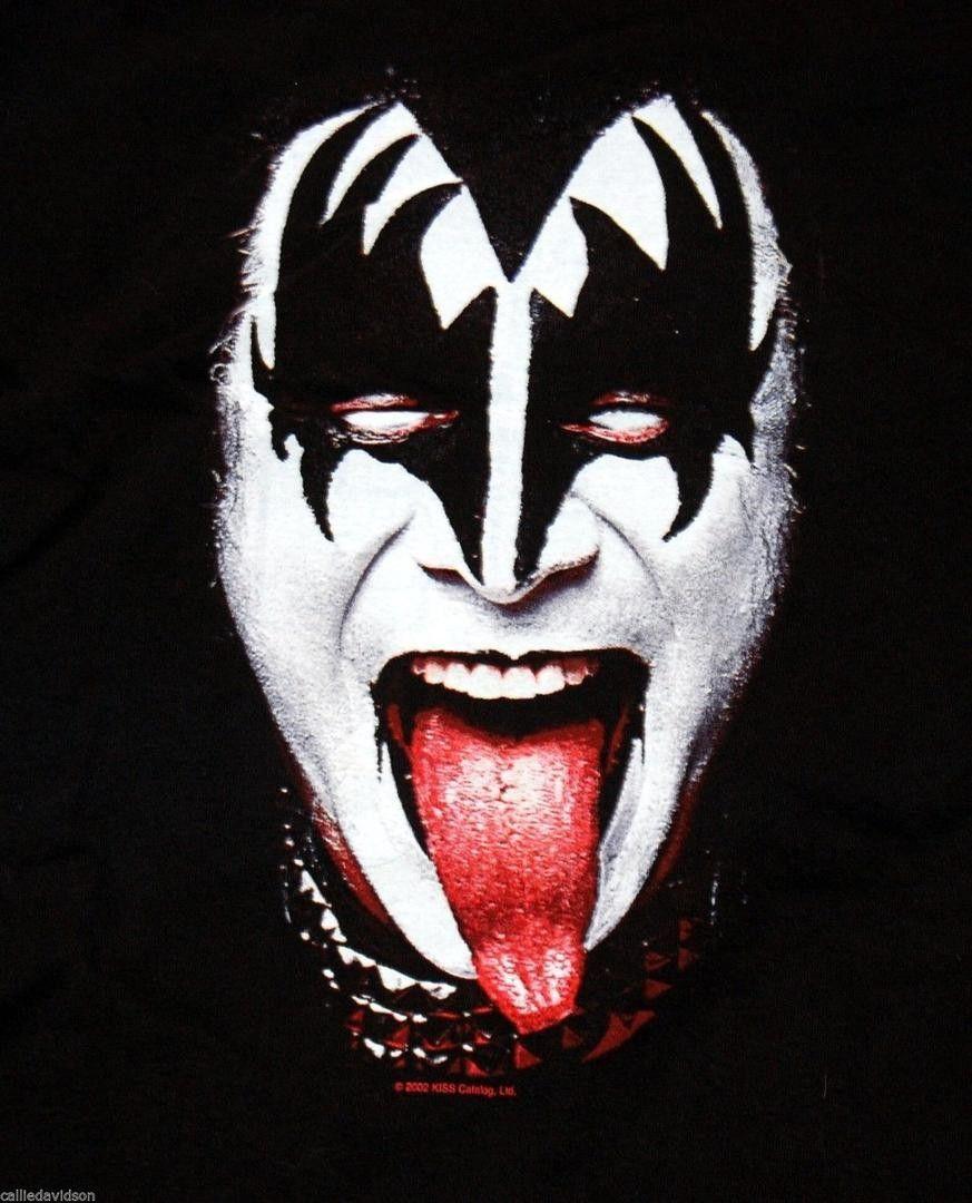 Kiss Face Logo - KISS Gene Simmons Close Up Face T Shirt 2002 Size XL W/ Kiss Logo On