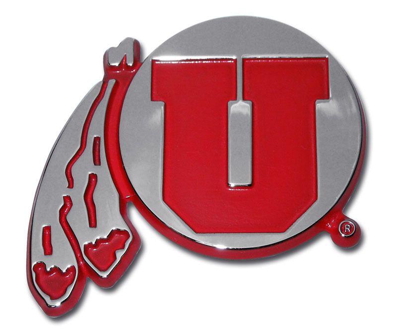 University of Utah Drum and Feather Logo - University of Utah Red Feathers Chrome Emblem | Elektroplate