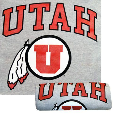 University of Utah Drum and Feather Logo - Gray U of U Athletic Logo Blanket | Utah Red Zone