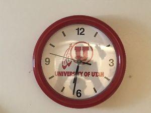 University of Utah Drum and Feather Logo - Vintage University of Utah Utes Wall Clock Red Plastic with Drum