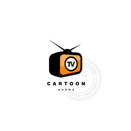 Cartoon TV Logo - Cartoon TV Logo - Black TV Toon Illustration | Pixellogo