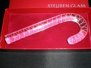 Red Box with White Swirl Logo - Rare Steuben White Swirl Candy Cane Holiday X MAS Signed Red Box Ex