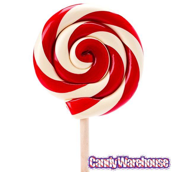 Red Box with White Swirl Logo - Giant 10 Ounce Red & White Swirl Lollipop In Gift Box