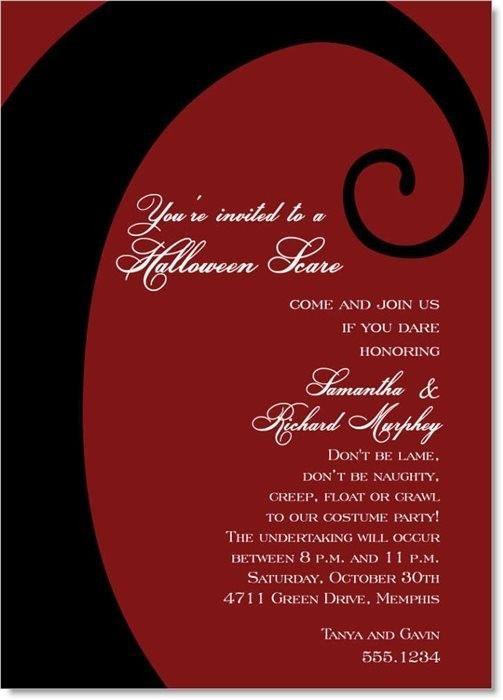 Red Box with White Swirl Logo - Halloween Swirl on Red Halloween Invitations