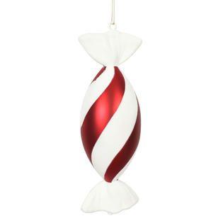 Red Box with White Swirl Logo - Vickerman N179675 12 in. Red & White Swirl Drop Ornament Candy - 2 ...