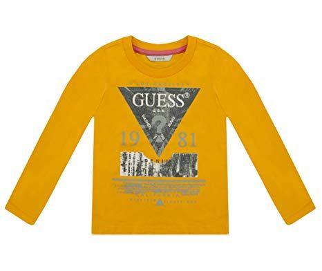 Orange Triangle Logo - Guess Boys Orange Triangle Logo Long Sleeve T Shirt 5 Years: Amazon