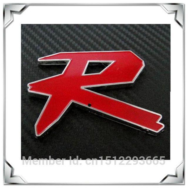 Red Rectangle Car Logo - 10 pcs/lot Red R stype car logo chrome letter R emblem/badge-in ...