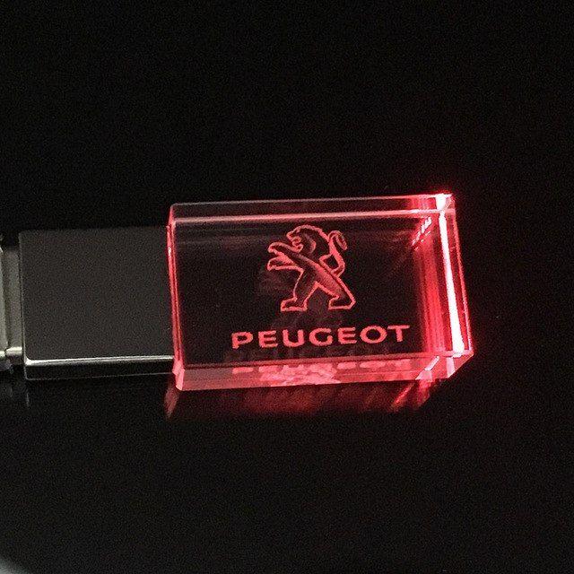 Red Rectangle Car Logo - 5PCS/Lot 4GB 8GB 16GB 32GB Car Logo for PEUGEOT Crystal USB Flash ...