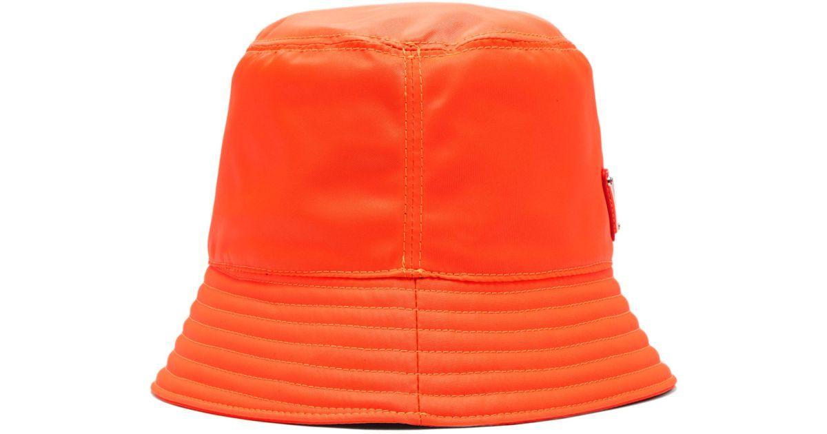 Orange Triangle Logo - Prada Triangle Logo Bucket Hat in Orange for Men