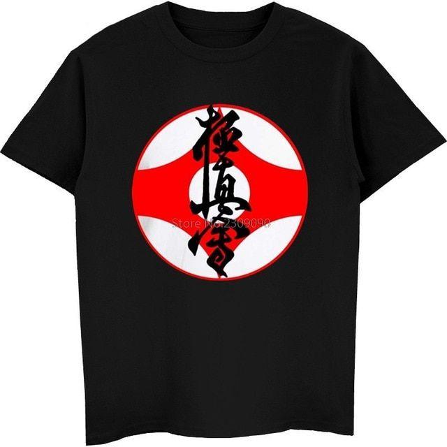 Japan Streetwear Logo - Men Short Sleeve Cotton T Shirt Japan Kanji Logo Karate Kyokushin T