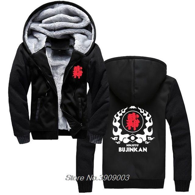Japan Streetwear Logo - Men Thick Zipper Sweatshirts Rare Ninjutsu Bujinkan Logo Japan ...