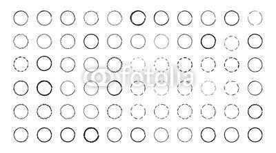 Black Wavy Circle Logo - Round frames for logo. Wavy, dashed, dotted black circle lines. Hand ...