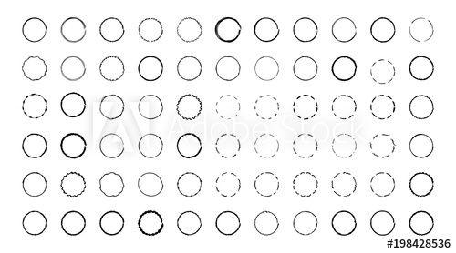 Black Wavy Circle Logo - Round frames for logo. Wavy, dashed, dotted black circle lines. Hand
