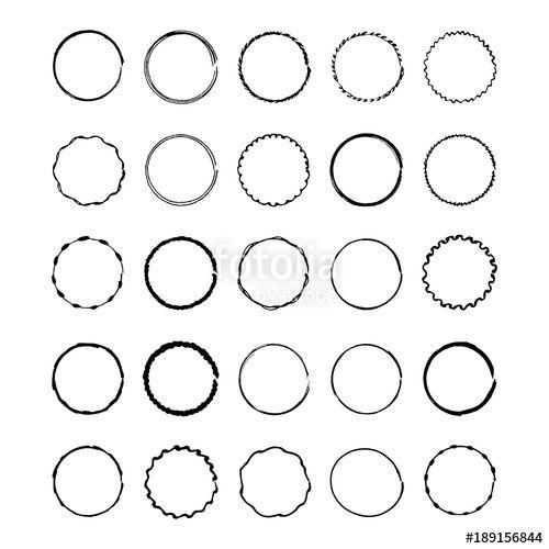 Black Wavy Circle Logo - Set of round frames for logo. Painted by a marker. Wavy black lines ...