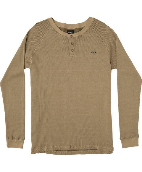 Wood RVCA Logo - Moorside Thermal Henley Shirt | RVCA