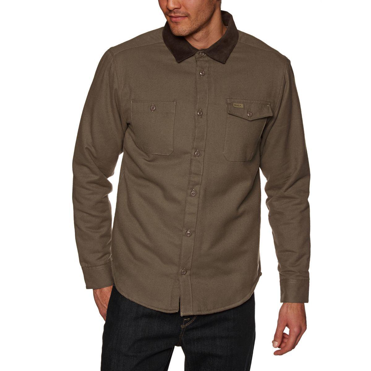 Wood RVCA Logo - RVCA Shirt - RVCA Victory Ls Shirt - Wood