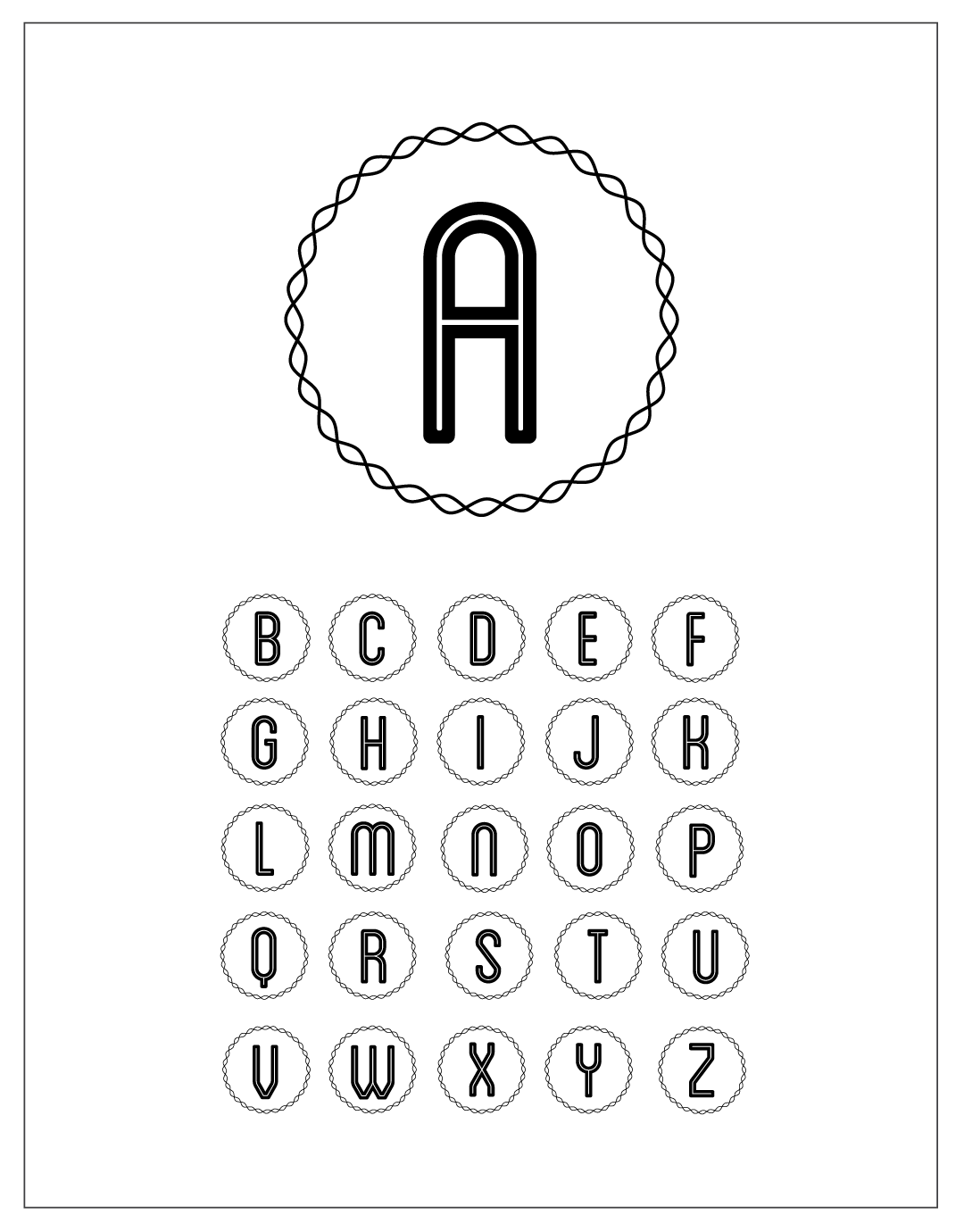Black Wavy Circle Logo - Laugh & Grow Press | Wavy Circle Alphabet brush set