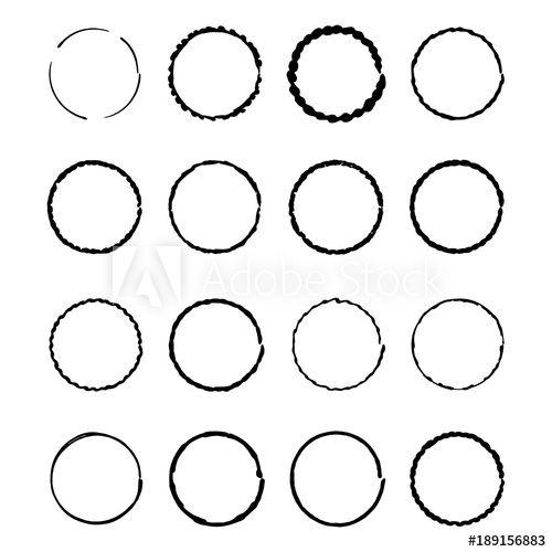 Black Wavy Circle Logo - Set of round frames for logo. Hand drawn doodle by a marker. Wavy ...