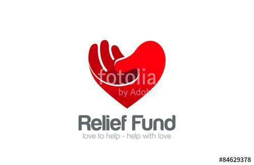 Red Heart Hands Logo - Heart Hand Logo Relief Fund vector design template.Take my Hea