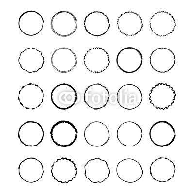 Black Wavy Circle Logo - Set of round frames for logo. Painted by a marker. Wavy black lines ...