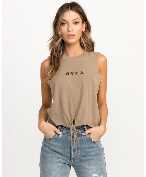 Wood RVCA Logo - JeanJean Human Rights Knotted Tank Top | RVCA Europe