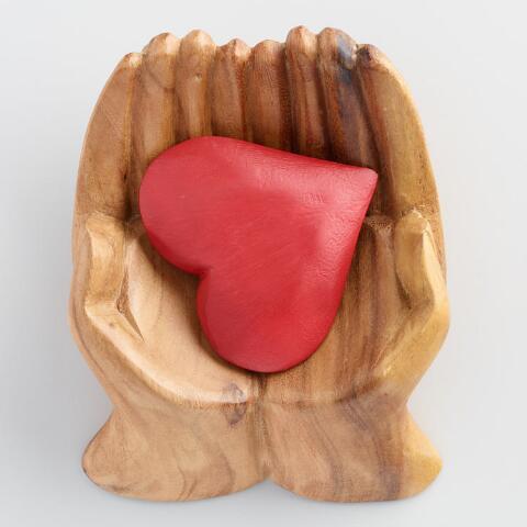 Red Heart Hands Logo - Wood Hands with Red Heart | World Market