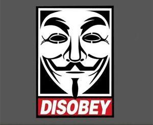 Disobey Logo - Disobey Art Anonymous Sticker Social Media laptop car netbook