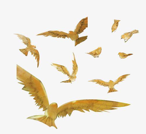 Yellow Flying Bird Logo - Flying Birds, Chinese Style, Retro Bird Ink, Yellow PNG Image