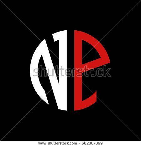 Black White with Red Letters Logo - initial letter logo np white and red monogram simple cirlce shape