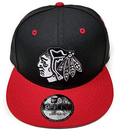 Black and Red Blackhawks Logo - Amazon.com : New Era Chicago Blackhawks Solid Wool Black & White
