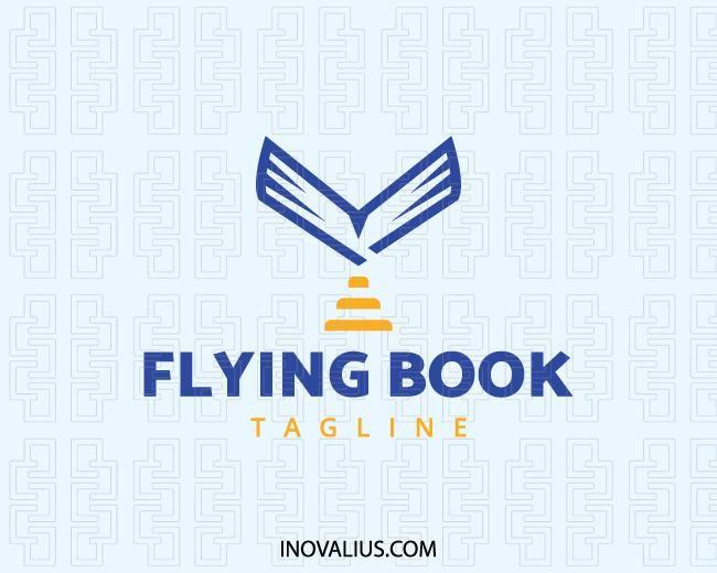 Yellow Flying Bird Logo - Flying Book Logo Design
