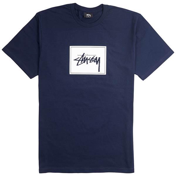 Stussy Box Logo - stussy Stock Box T-Shirt navy bij KICKZ.com