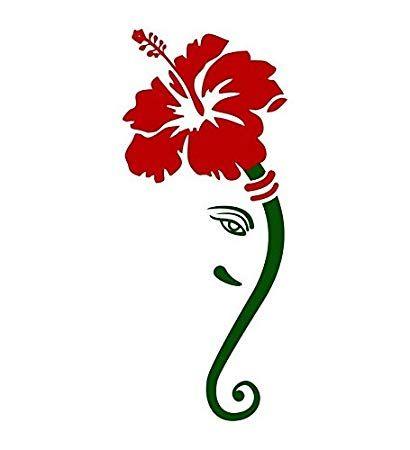 Hibiscus Flower Logo - Buy Happy Walls Lord Ganesh In Red Hibiscus Flower Modern Art 60 Cm