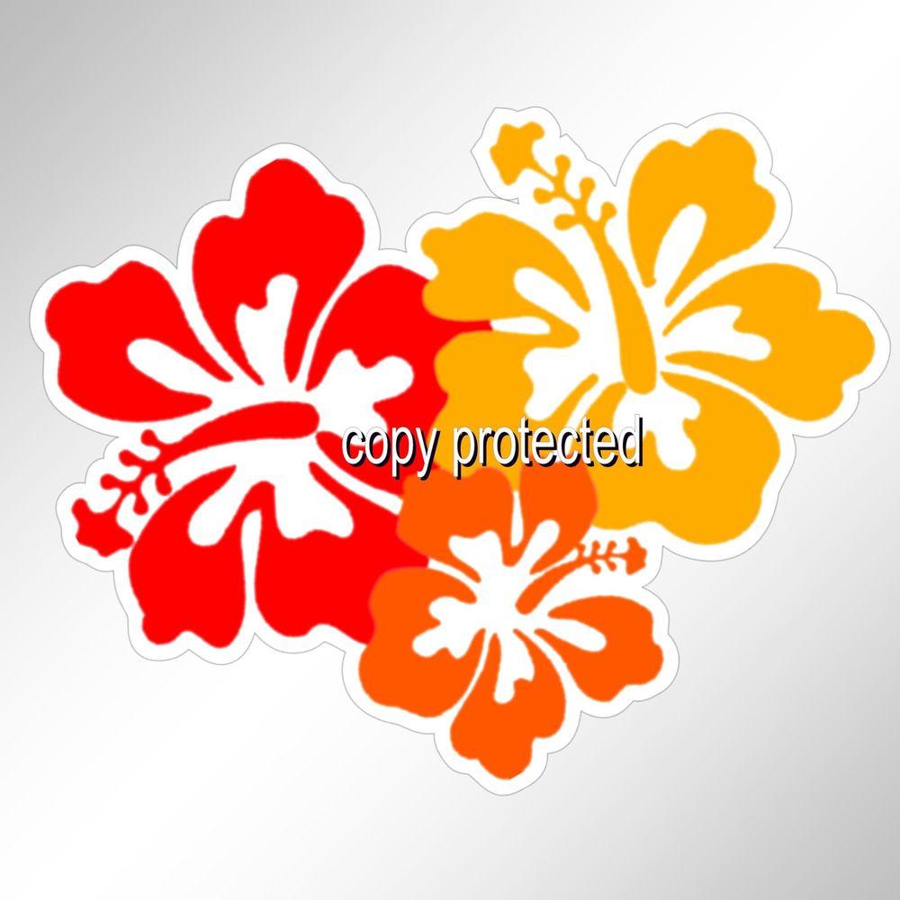 Hibiscus Flower Logo - car bumper sticker Hibiscus flower red gold orange tropical summer ...