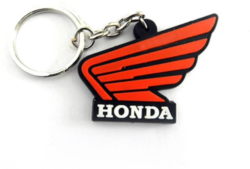 Black White with Red Letters Logo - Techpro Black key chain with Honda design Red logo with white
