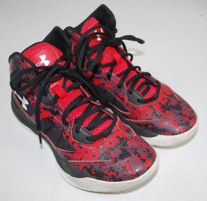 Lace Basketball Logo - Under Armour Hi Top Shoes Boys Size 5Y 5 Youth Basketball Red Black