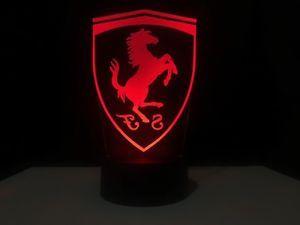 Ferrari Car Logo - FERRARI CAR LOGO 3D Acrylic LED 7 Colour Night Light Touch Table ...