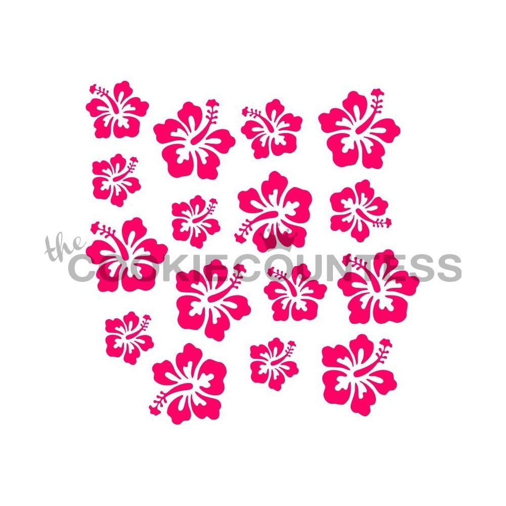 Hibiscus Flower Logo - Hibiscus Flowers Cookie Stencil | Cookie Countess Cake Stencil