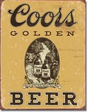 Old Coors Logo - Coors Golden Vintage Style Tin Sign - Sam's Man Cave