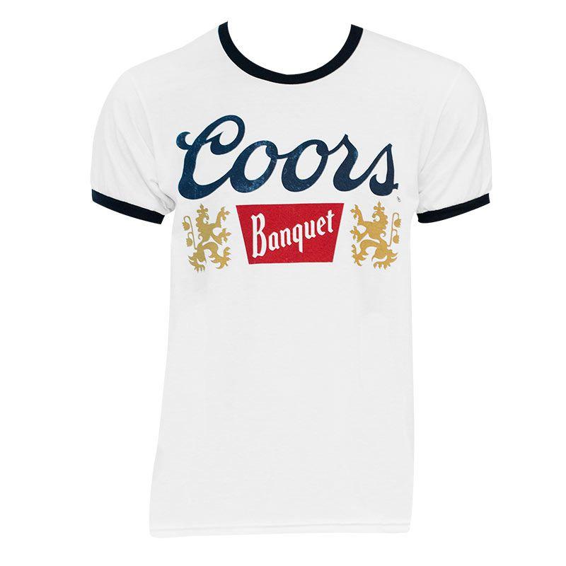 Old Coors Logo - Coors Vintage Logo Men's White Ringer T-Shirt