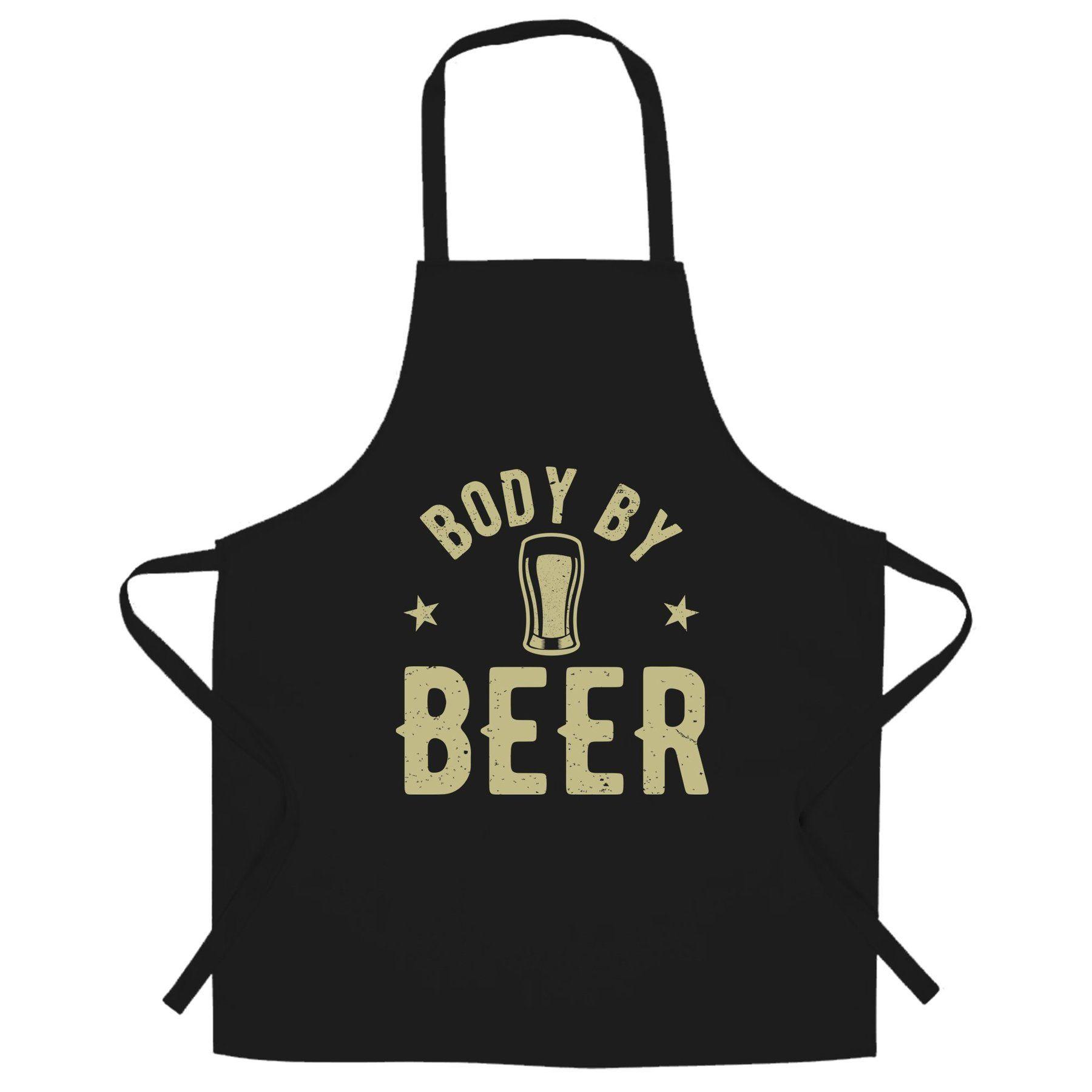 Funny Beer Logo - Funny Pub Chefs Apron Body By Beer Logo Distressed Drinking Slogan