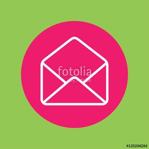 Pink Email Logo - envelope letter mail email line icon white on pink circle on green