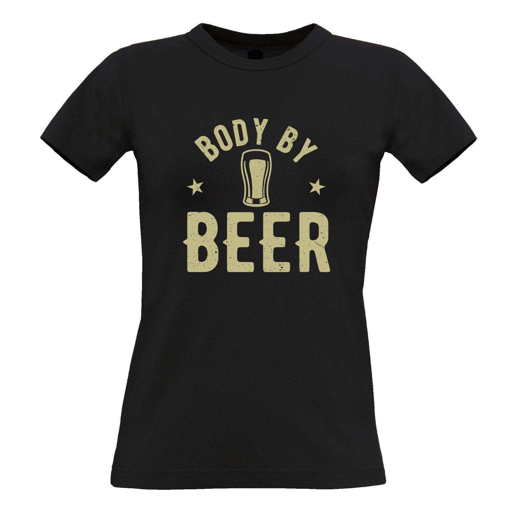 Funny Beer Logo - Funny Pub Womens Tee Body By Beer Logo Distressed Drinking Slogan
