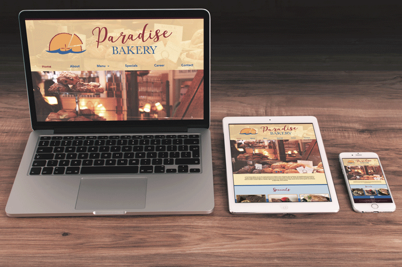 Paradise Bakery Logo - Minika Rose Designs - Paradise Bakery Website Design