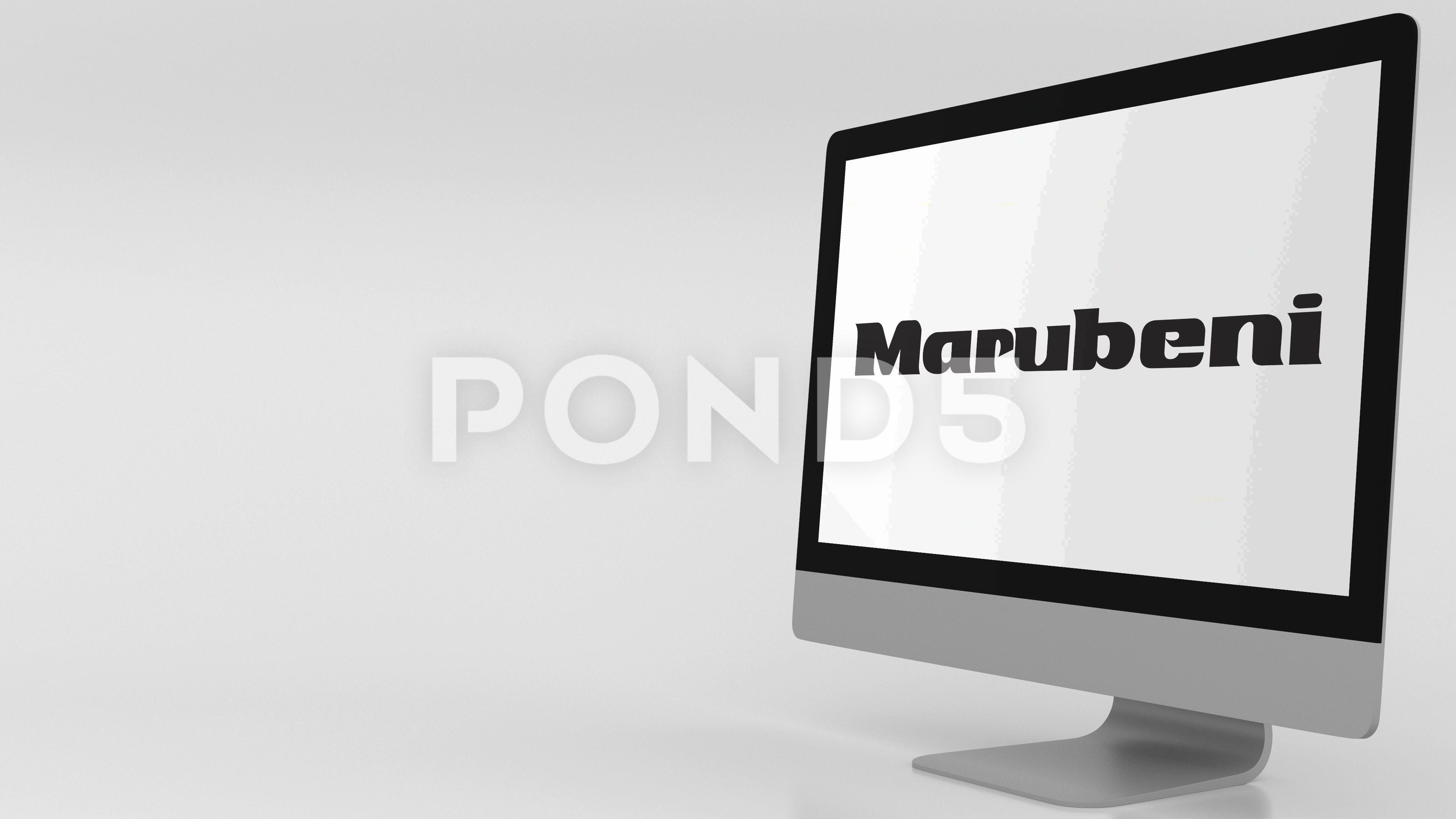 Marubeni Logo - Modern computer screen with Marubeni logo. 4K editorial clip Hi