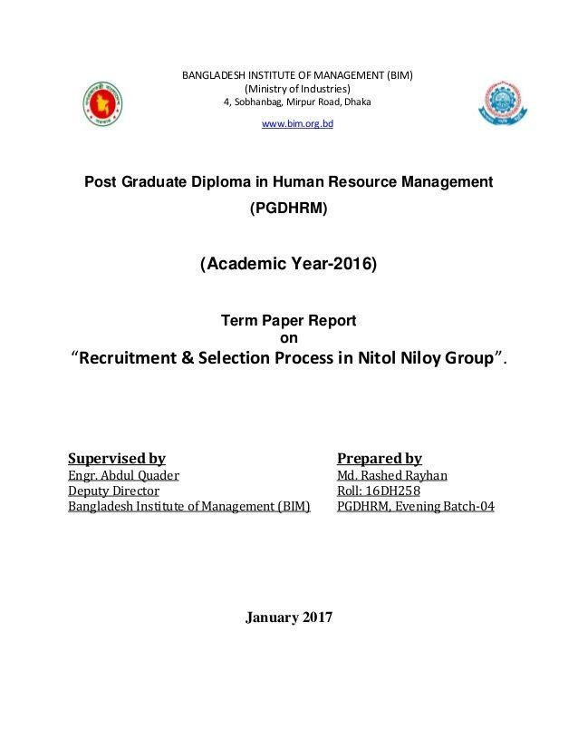 Bim Bangladesh Logo - Term paper on recruitment and selection process on nitol niloy group