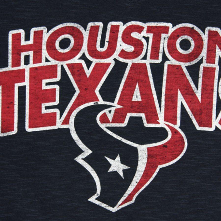 Stacked V Logo - Men's Houston Texans '47 Brand Navy Blue Stacked Logo V-Neck T-Shirt